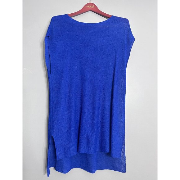 Eileen Fisher Sweaters - Eileen Fisher Adriatic Blue Rayon Nylon Crinkle Diamond Tunic Sweater Top M